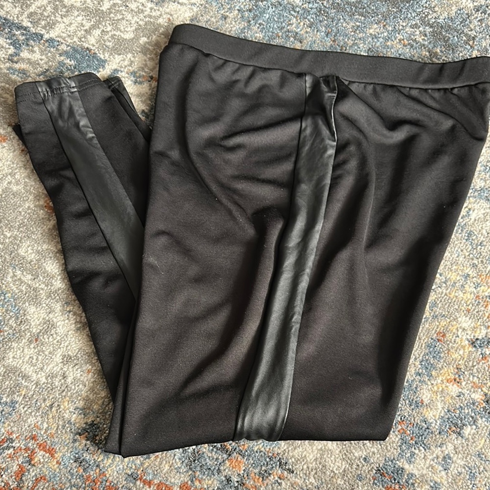 Chic Black Pants with Leather Accents